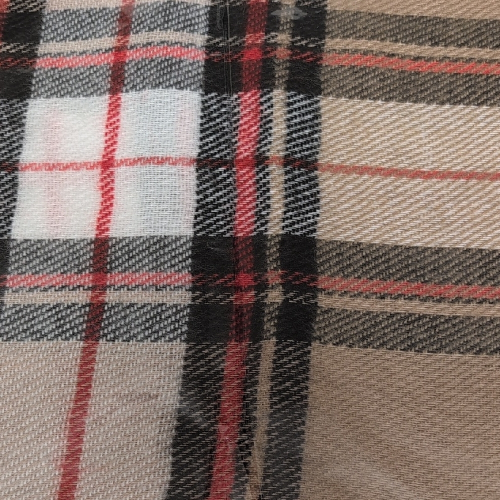 Plaid Scarf in Tan, Black, and Red Giving Burberry Vibes!